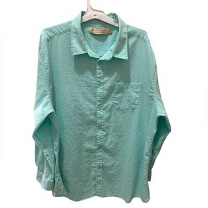 BOCA CLASSICS ISLANDWEAR Linen cotton long sleeve button down shirt blue 2X